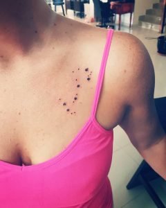 Scorpio Constellation Front of Shoulder Tattoo