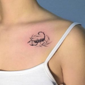 Scorpio Realistic Scorpion Collarbone Tattoo