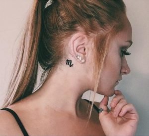 Scorpio Symbol Behind the Ear Tattoo