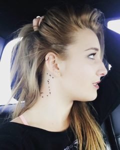 Scorpio Constellation Behind the Ear and Neck Tattoo