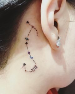Scorpio Constellation Behind the Ear Tattoo