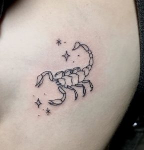 Scorpio Scorpion Fine Line Side Boob Tattoo