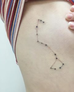 Scorpio Constellation Handpoked Side Boob Tattoo