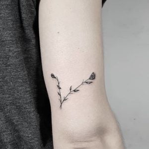 Pisces Constellation Rose Arm Tattoo