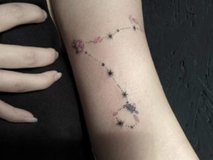 Pisces Lotus Flower Constellation Arm Tattoo