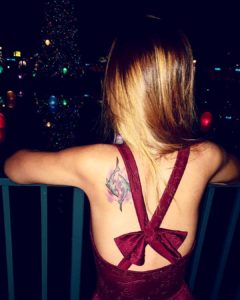 Pisces Shark Watercolor Back Tattoo