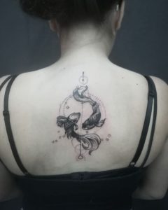 Pisces Fish Circle Back Tattoo