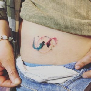 Pisces Watercolor Hip Tattoo