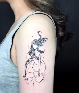 Sagittarius Illustrative Upper Arm Tattoo