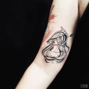 Sagittarius Illustrative Bicep Tattoo