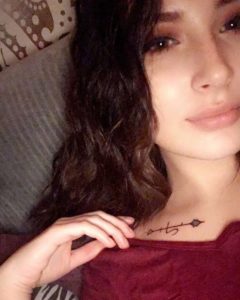 Sagittarius Arrow Line Art Collarbone Tattoo