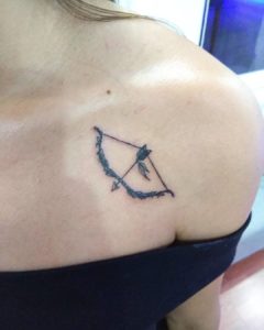 Sagittarius Bow Collarbone Tattoo