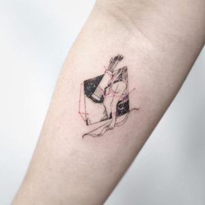 Sagittarius Fine Line Forearm Tatoo