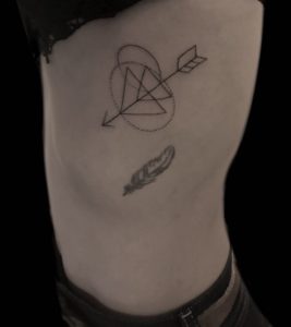 Sagittarius Geometric Arrow Side Tattoo