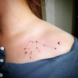 Aquarius Constellation and Moon Collarbone Tattoo