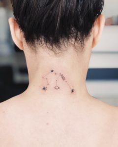 Aquarius Constellation Back of Neck Tattoo
