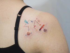 Aquarius Geometric Constellation Shoulder Blade Tattoo