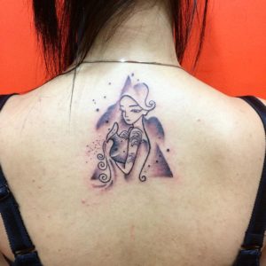 Aquarius Water Bearer Back Tattoo