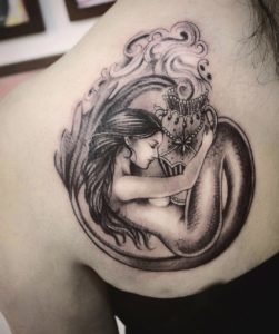 Aquarius Water Bearer Shoulder Blade Tattoo