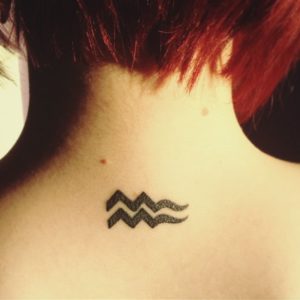 Aquarius Symbol Back of Neck Tattoo