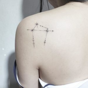 Libra Arrow Constellation Shoulder Blade Tattoo