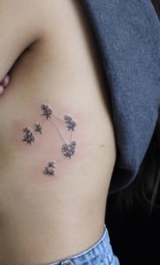 Libra Flower Constellation Side Tattoo