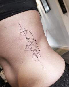 Libra Geometric Line Constellation Side Tattoo