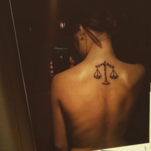 Libra Yin Yang Scale Back Tattoo