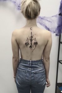 Libra Scale Black Ink Back Tattoo