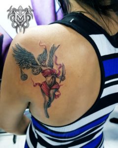 Libra Justice Scales Neo Traditional Shoulder Blade Tattoo