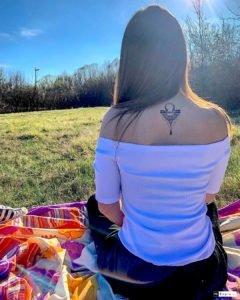 Libra Symbol and Chandelier Back Tattoo