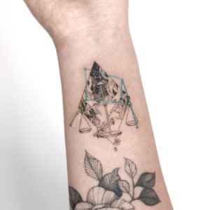 Libra Illustrative Wrist Tattoo