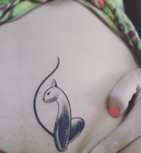 Stylish Black and Gray Cat Hip Tattoo