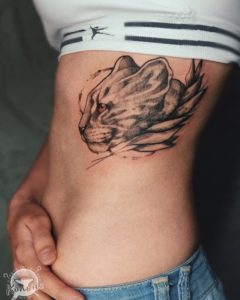 Cat Side Tattoo for Females
