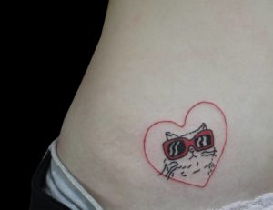 Cool Cat in Sunglasses Hip Tattoo