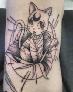 Sailor Moon Luna Cat Ankle Tattoo
