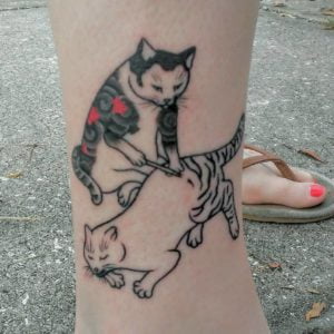 Monmon Cat Ankle Tattoo
