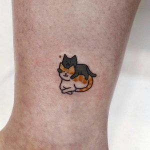 Two Cats Ankle Tattoo