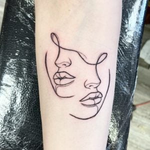 Gemini Abstract Line Forearm Tattoo