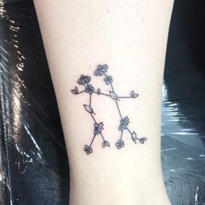 Zodiac Gemini Wildflower Ankle Tattoo