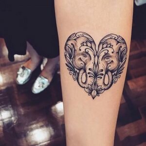 Gemini Elephants Heart Forearm Tattoo