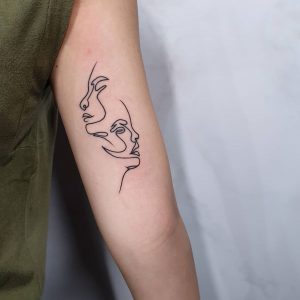 Gemini Twin Abstract Line Bicep Tattoo