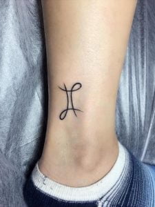 Gemini Script Symbol Ankle Tattoo