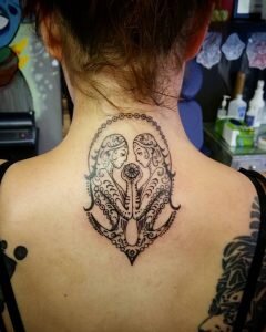 Gemini Twins Upper Back Tattoo