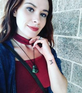 Mini Zodiac Gemini Symbol Line Art Wrist Tattoo