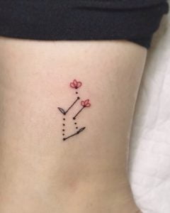 Mini Gemini Flower Constellation Ankle Tattoo