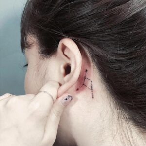Cancer Constellation Behind the Ear Tattoo