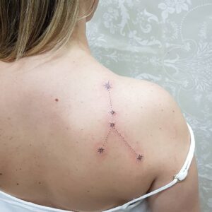 Cancer Constellation Back of Shoulder Tattoo