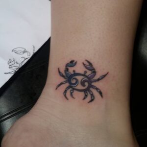 Cancer Crab Zodiac Ankle Tattoo