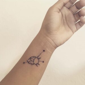 Cancer Crab and Constellation Wrist Tattoo